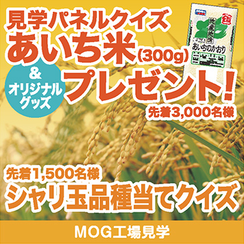 MOG工場見学であいち米プレゼント！